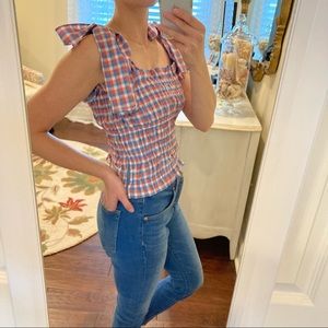 Smocked Pink and Blue Tie Tank Size Medium